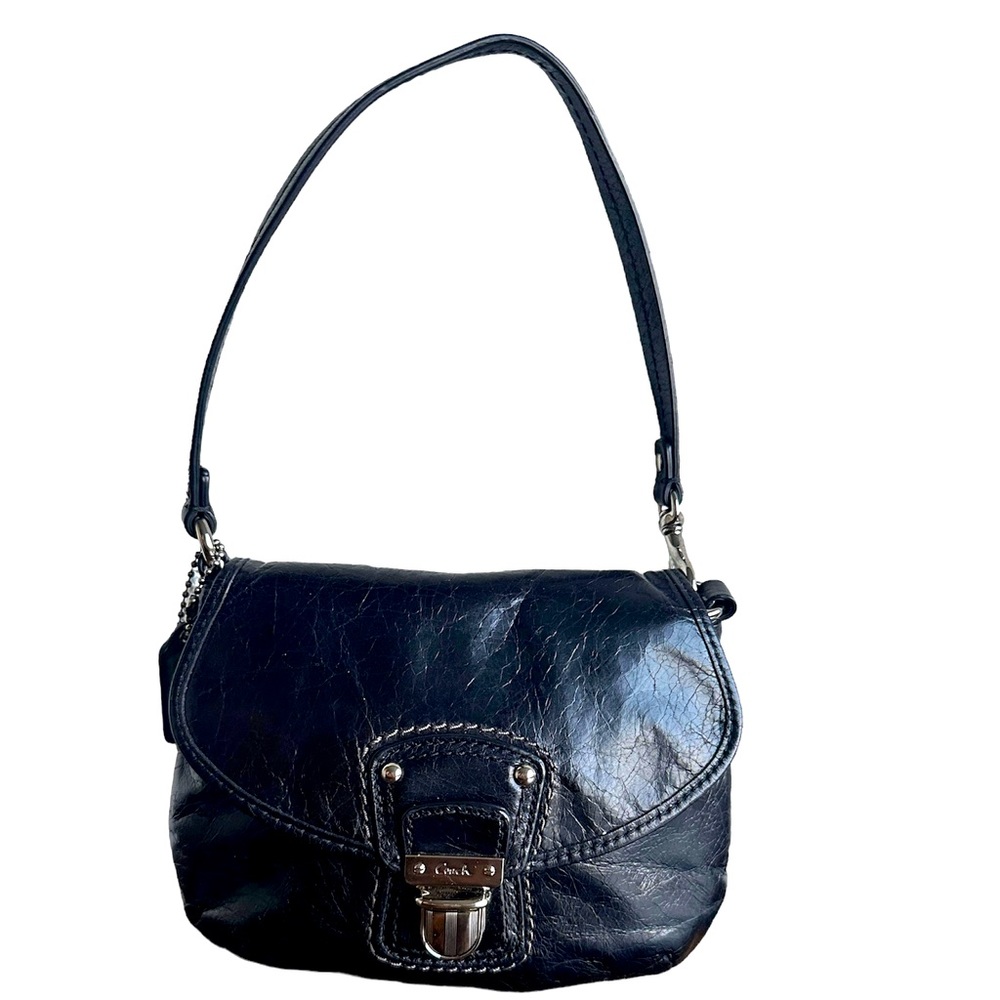 EUC Vintage Coach Small Black Leather Handbag